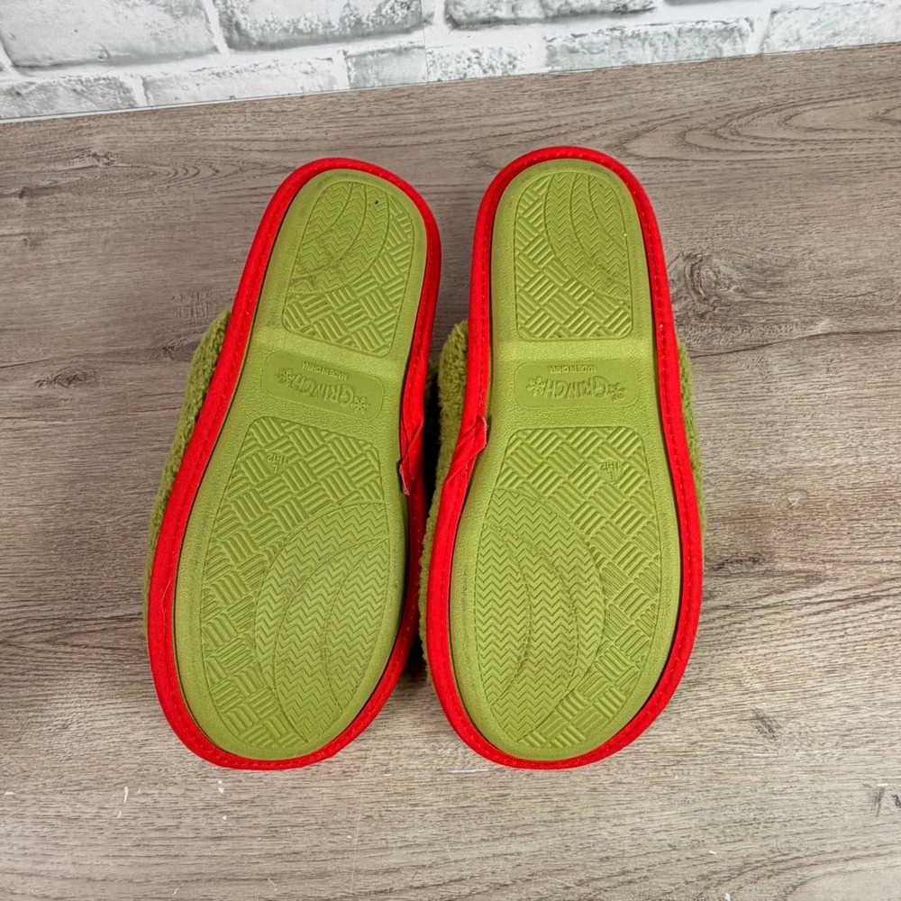 Dr. Seuss The Grinch Character Plush Slippers Green Mens L 11-12 - Picture 2 of 4